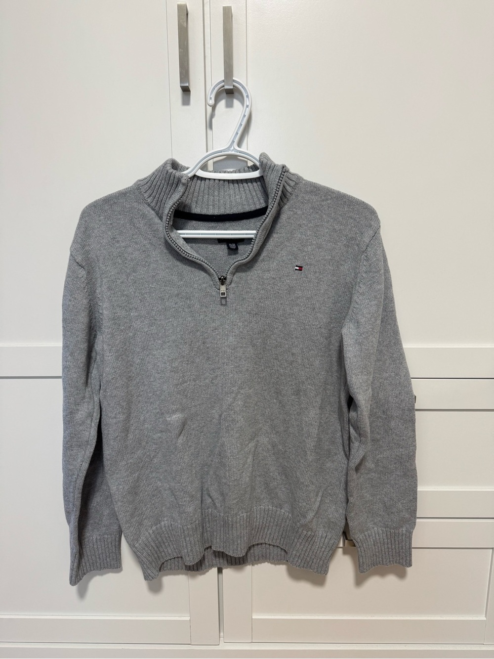 Tommy Hilfiger Light Gray Quarter-Zip Knit Sweater